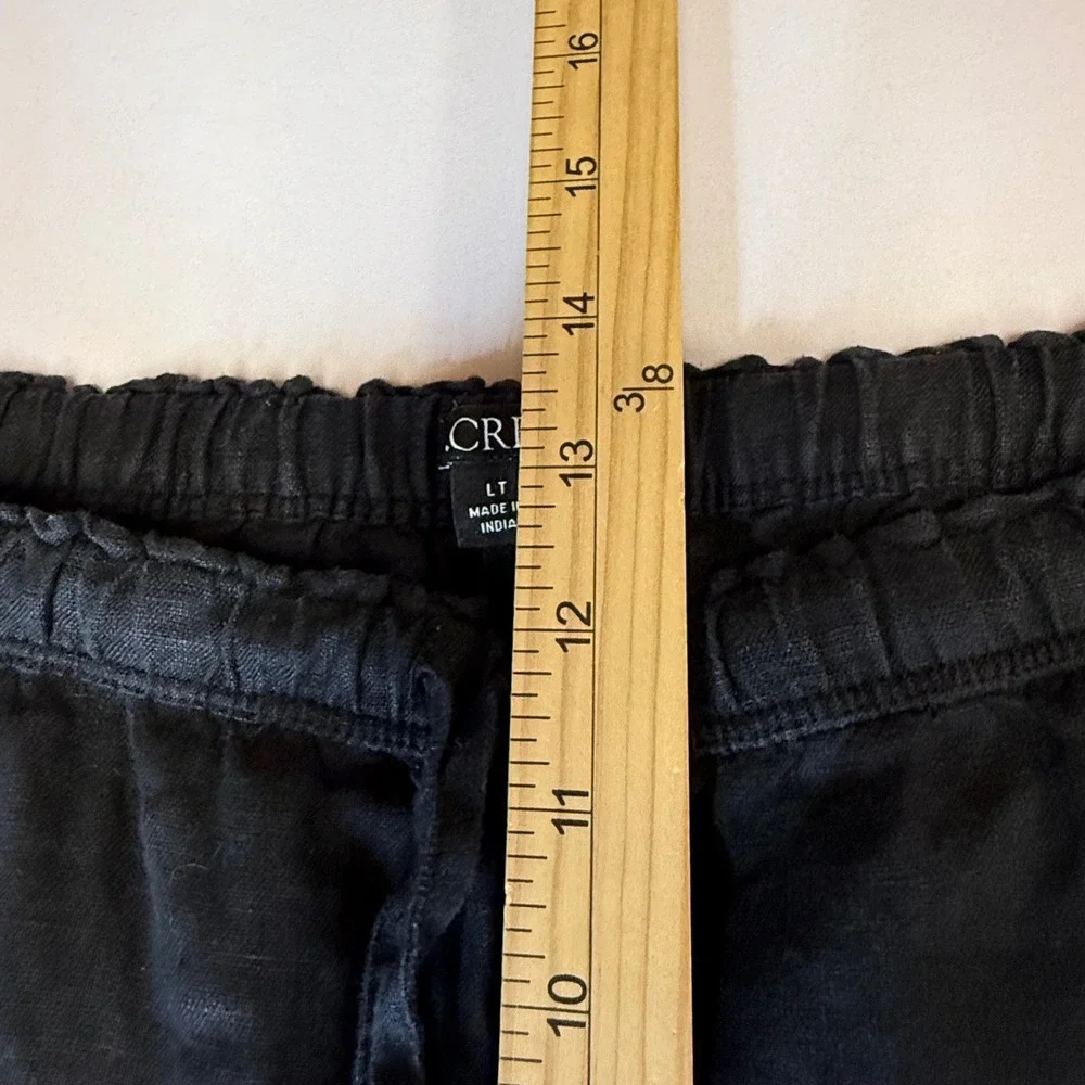 J.Crew Soleil Pants Womens LT Black Excellent 100% Linen Wide Leg Drawstring